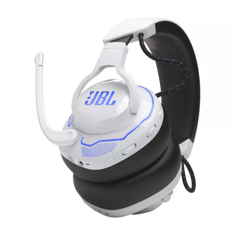 JBL Quantum 910P Headset Kabelgebunden & Kabellos Kopfband Gaming USB Typ-C Bluetooth Blau, Weiß