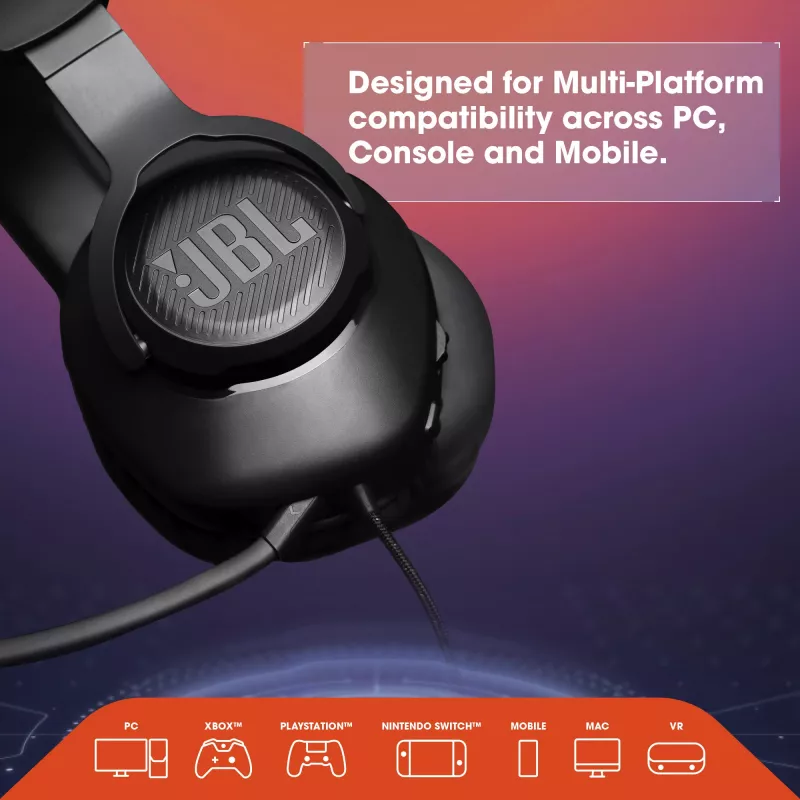 JBL Quantum 100 Schwarz, Kabelgebunden, Gaming, 20 - 20000 Hz, 216 g, Kopfhörer, Schwarz