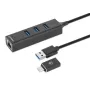 Manhattan USB-C & USB-A Combo-Dock/Hub, Anschlüsse (4): Ethernet und USB-A (x3), 5 Gbit/s (USB 3.2 Gen 1, auch als USB 3.0 bekannt), USB-gespeist (kein externes Netzteil erforderlich)