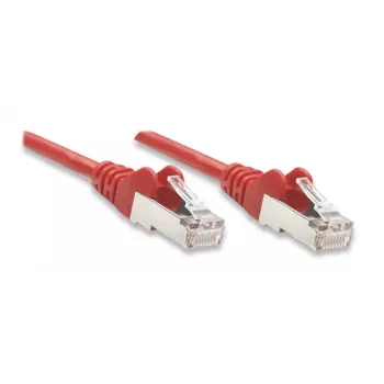 Intellinet Netzwerk-Patchkabel, Cat5e, 3m, Rot, CCA, F/UTP, PVC, RJ45, vergoldete Kontakte, Knickschutz, mit Zugentlastung, Polybeutel