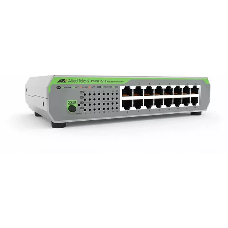 Allied Telesis AT-FS710/16-50 Unmanaged Fast Ethernet (10/100) 1U Grün, Grau