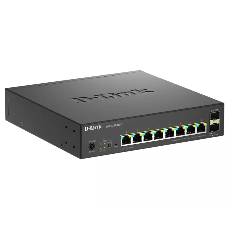D-Link 10-Port Multi-Gigabit Smart Managed PoE+ Switch mit 8 Multi-Gigabit 2.5G PoE und 2 10G SFP+ Ports