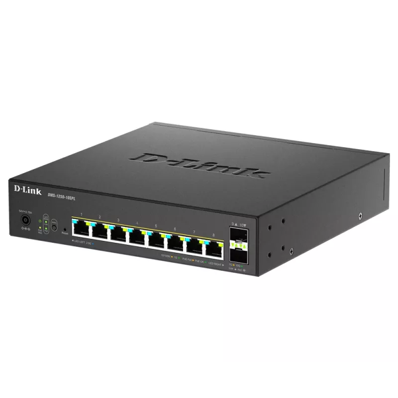 D-Link 10-Port Multi-Gigabit Smart Managed PoE+ Switch mit 8 Multi-Gigabit 2.5G PoE und 2 10G SFP+ Ports