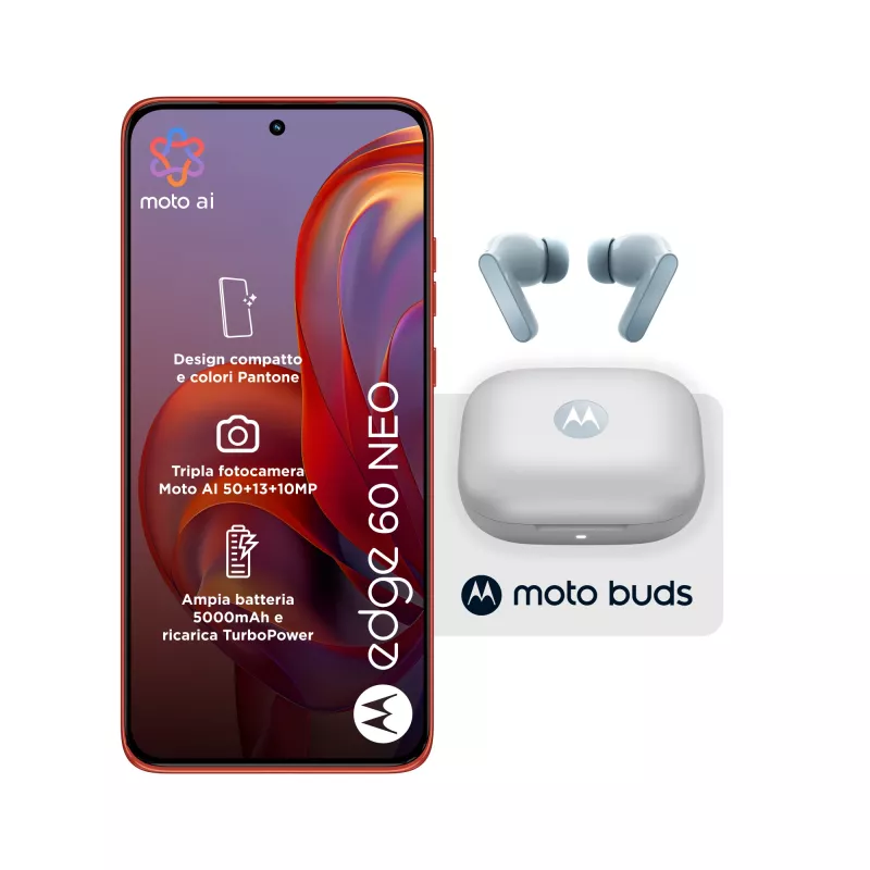 Motorola edge 60 neo + Moto Buds PG38C05749 16,1 cm (6,36 Zoll) Dual SIM Android 15 5G USB Typ-C 8 GB 256 GB 5200 mAh Rot