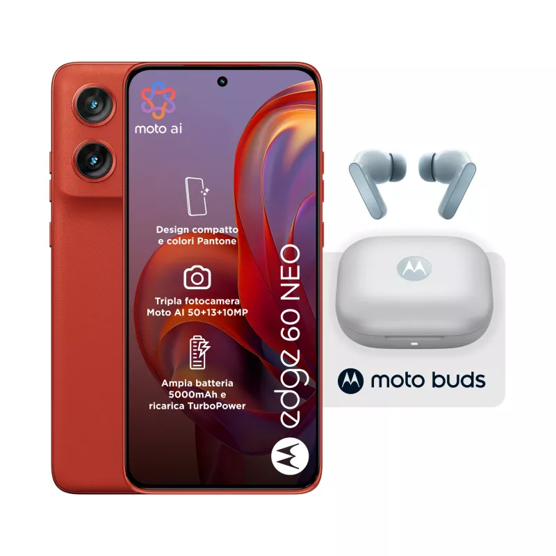 Motorola edge 60 neo + Moto Buds PG38C05749 16,1 cm (6,36 Zoll) Dual SIM Android 15 5G USB Typ-C 8 GB 256 GB 5200 mAh Rot