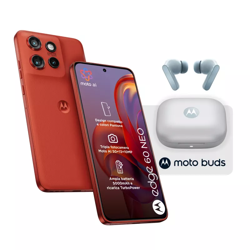Motorola edge 60 neo + Moto Buds PG38C05749 16,1 cm (6,36 Zoll) Dual SIM Android 15 5G USB Typ-C 8 GB 256 GB 5200 mAh Rot