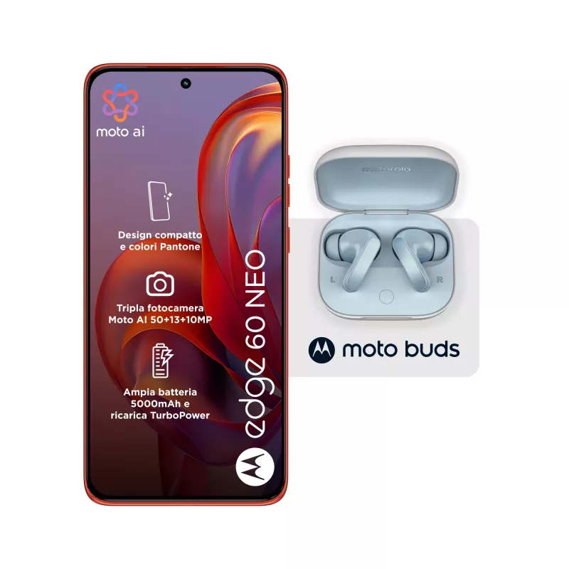 Motorola edge 60 neo + Moto Buds PG38C05749 16,1 cm (6,36 Zoll) Dual SIM Android 15 5G USB Typ-C 8 GB 256 GB 5200 mAh Rot