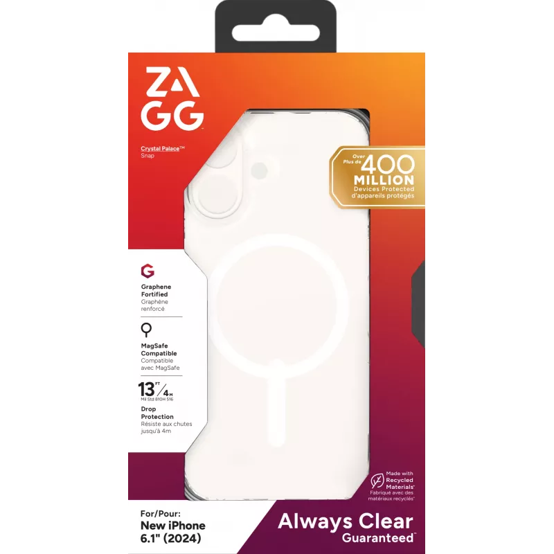 ZAGG Cases Crystal Palace Snap Apple iPhone 16 Clear, Cover, Apple, iPhone 16, 15,5 cm (6,1 Zoll), Transparent