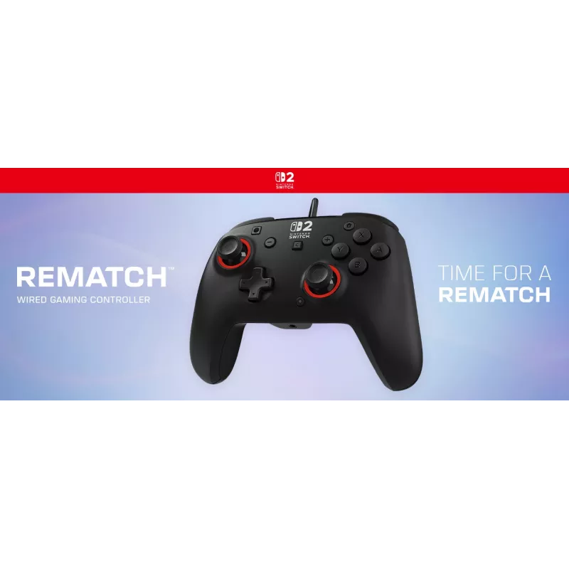 Kabelgebundener Gaming-Steuergerät Turtle Beach Rematch für Nintendo Switch 2 – USB‑C, 3 m Kabel, Zurück-Taste, D‑Pad, Schwarz