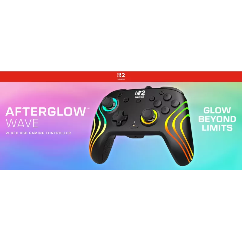 Gamepad Turtle Beach Afterglow Wave Schwarz Kabelgebundenes RGB-Gamepad für Nintendo Switch / Switch 2, USB-C, 3 m Kabel