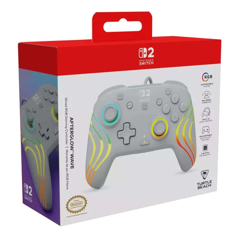 Kabelgebundener RGB-Gaming-Steuergerät Turtle Beach Afterglow Wave Grau – USB‑C, 3 m Kabel, für Nintendo Switch / Switch 2 / Switch OLED