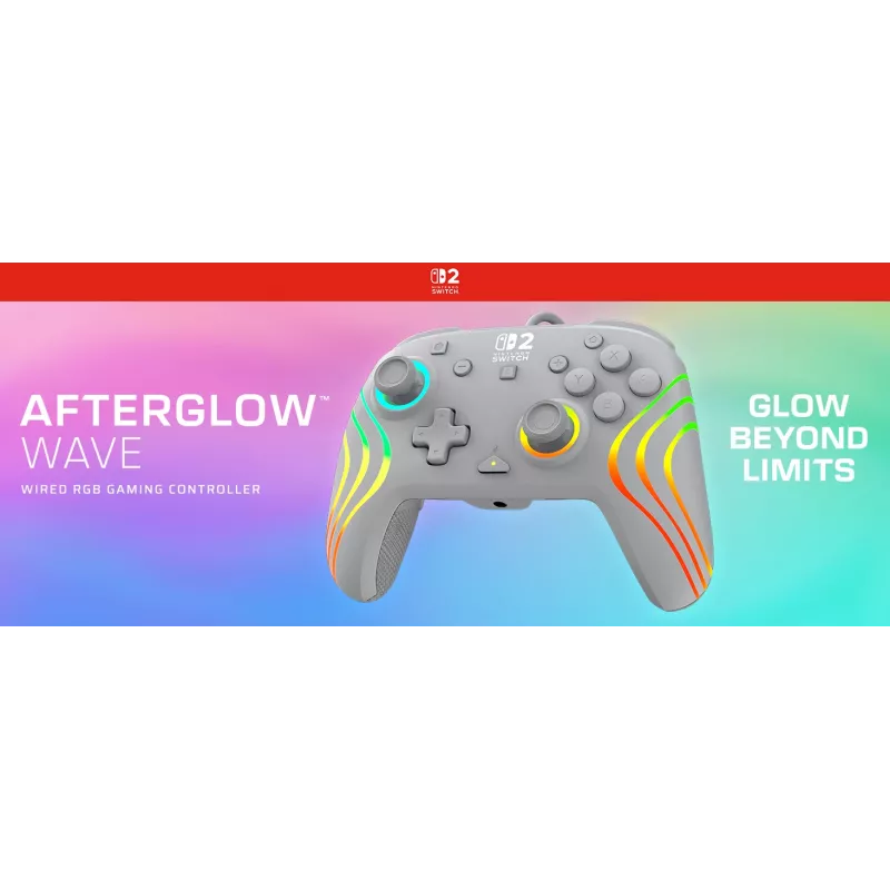 Kabelgebundener RGB-Gaming-Steuergerät Turtle Beach Afterglow Wave Grau – USB‑C, 3 m Kabel, für Nintendo Switch / Switch 2 / Switch OLED