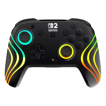 Kabelloser RGB-Gaming-Steuergerät Turtle Beach Afterglow Wave Schwarz für Nintendo Switch 2 — Bluetooth/USB-C, integrierter Akku 20 h, 3 m Kabel