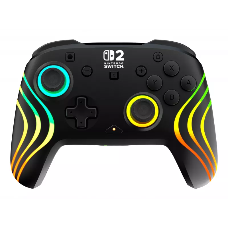 Kabelloser RGB-Gaming-Steuergerät Turtle Beach Afterglow Wave Schwarz für Nintendo Switch 2 — Bluetooth/USB-C, integrierter Akku 20 h, 3 m Kabel