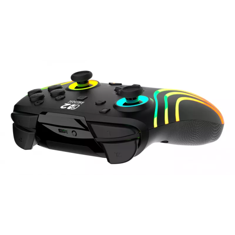 Kabelloser RGB-Gaming-Steuergerät Turtle Beach Afterglow Wave Schwarz für Nintendo Switch 2 — Bluetooth/USB-C, integrierter Akku 20 h, 3 m Kabel