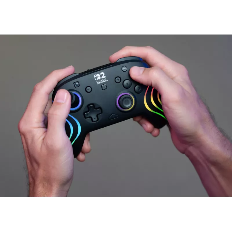Kabelloser RGB-Gaming-Steuergerät Turtle Beach Afterglow Wave Schwarz für Nintendo Switch 2 — Bluetooth/USB-C, integrierter Akku 20 h, 3 m Kabel