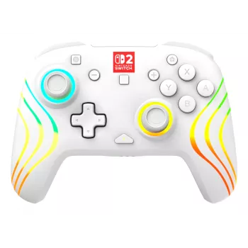 Kabelloser RGB-Gaming-Steuergerät Turtle Beach Afterglow Wave White für Nintendo Switch 2, Bluetooth/USB-C, integrierter Akku 20h, 3m Kabel