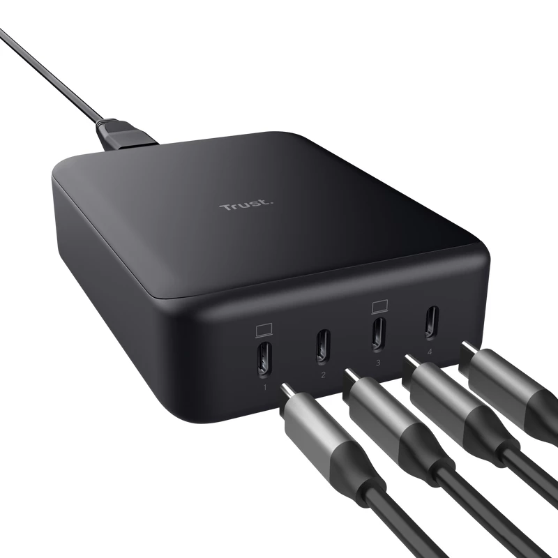 AC-Ladegerät Trust Maxo Schwarz 20 V 4 USB Type-C Schnellladung