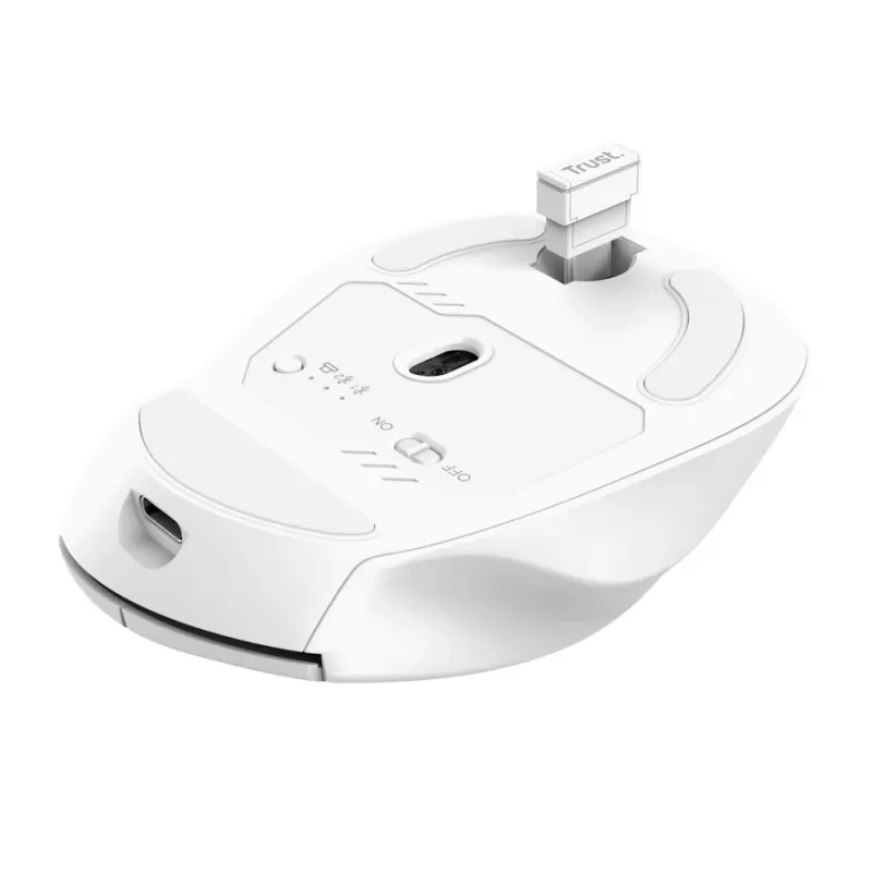 Kabellose Rechtshänder-Büromaus TRUST Niven – RF + Bluetooth, 3200 DPI, 7 Tasten, Mausrad, Weiß