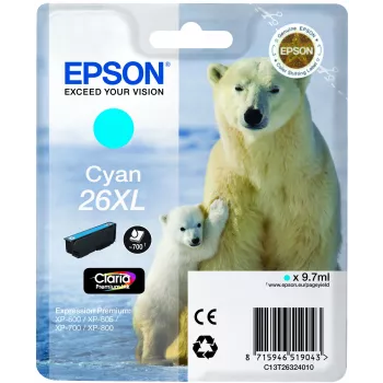 Epson Polar bear Einzelpack Cyan 26XL Claria Premium Ink