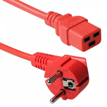 ACT Powercord Netzkabel CEE 7/7 Stecker (gewinkelt) - C19 rot 0,6 m