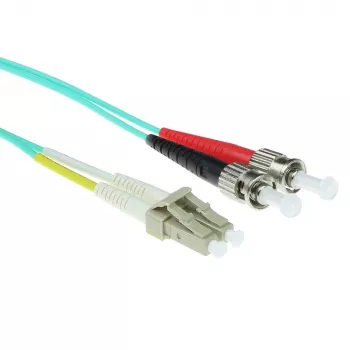 ACT 2 m LSZH Multimode 50/125 OM3 LWL-Patchkabel Duplex mit LC- und ST-Steckern