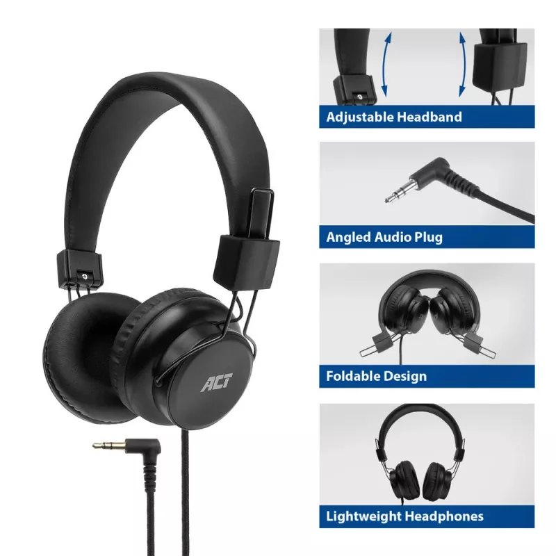 ACT Faltbare Stereo-Kopfhörer mit 3,5-mm-Audiobuchse