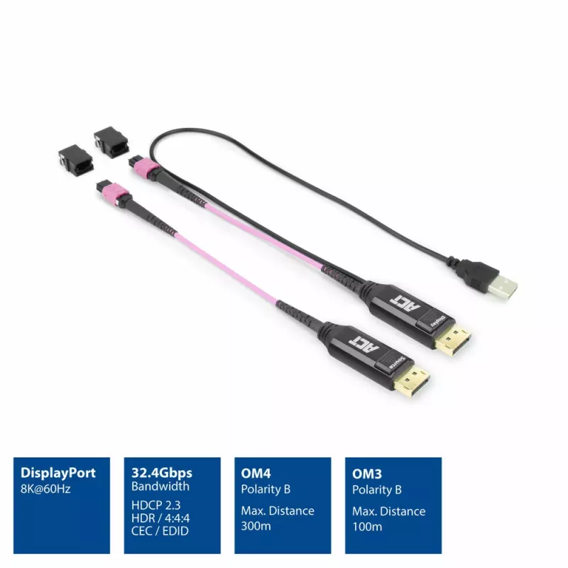 ACT DisplayPort-zu-MTP/MPO-Adapter-Set zur Erweiterung einer DisplayPort-Verbindung bis 8K@60Hz