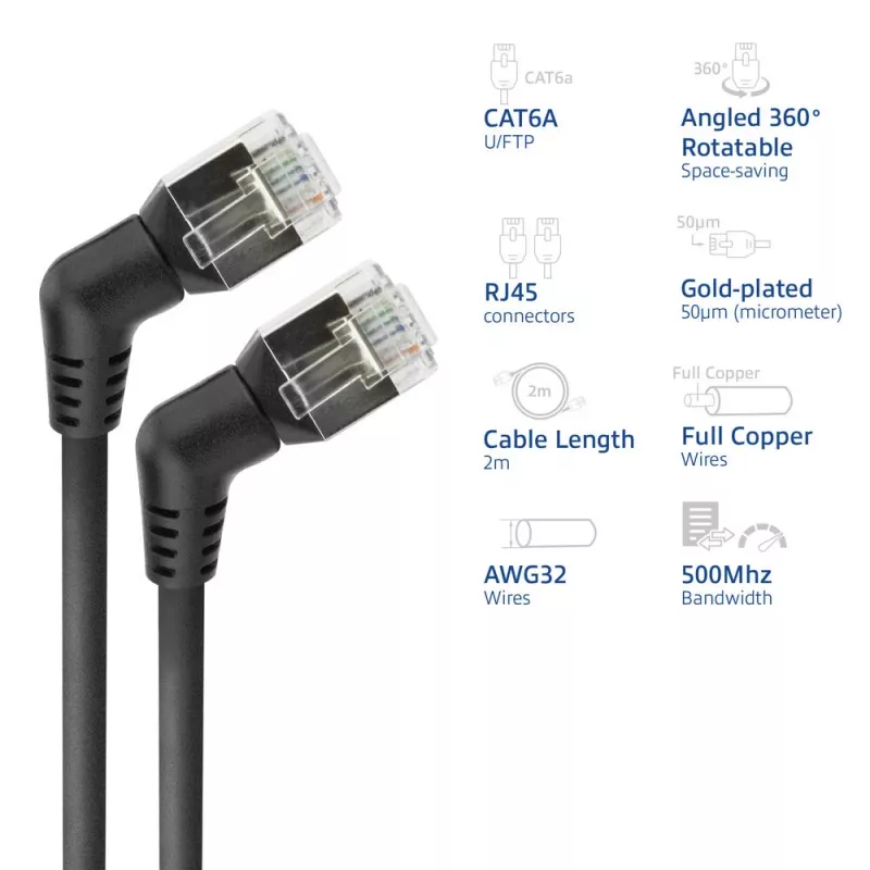 Netzwerkkabel ACT DD1902 Cat6 U/FTP (STP) 2 m RJ-45 auf RJ-45 Schwarz