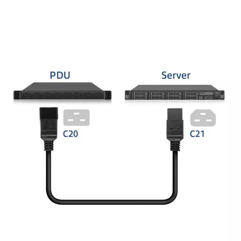 Netzkabel ACT C20–C21 IEC60320 schwarz 2 m, 250 V 16 A