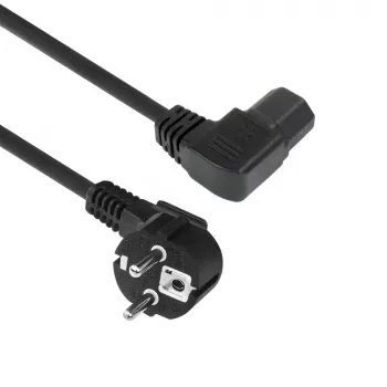 ACT Stromkabel Netzstecker CEE7/7 Stecker (gewinkelt) – C15 (gewinkelt links) IEC60320 schwarz 1 m