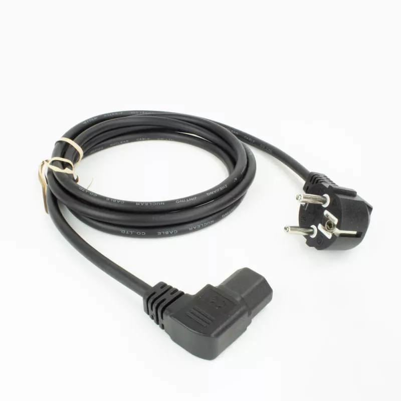 ACT Stromkabel Netzstecker CEE7/7 Stecker (gewinkelt) – C15 (gewinkelt links) IEC60320 schwarz 1 m