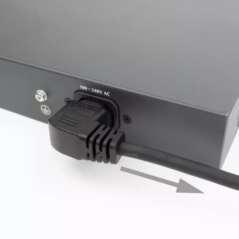 ACT Stromkabel C14 - C15 (abgewinkelt rechts) IEC60320 schwarz 0,6 m