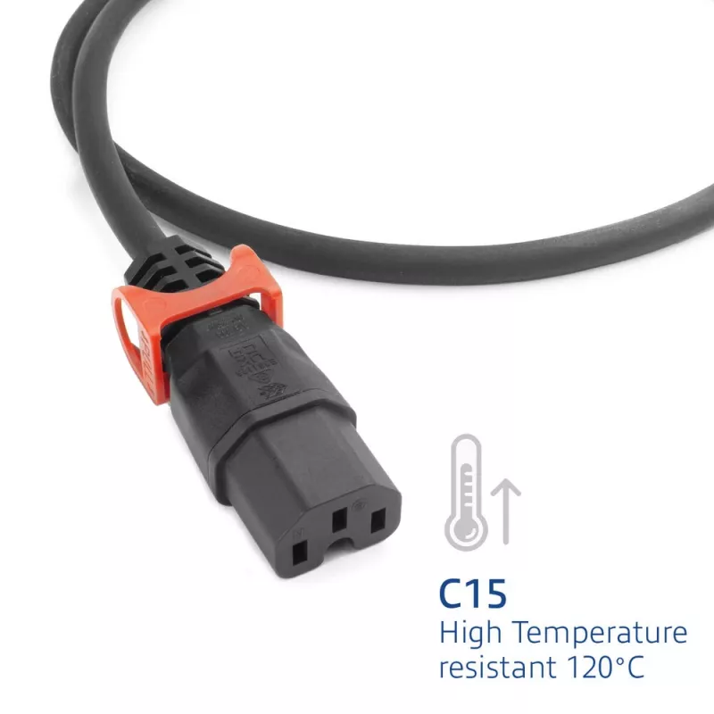 ACT Stromkabel C14 IEC Lock+ Dual Locking - C15 IEC Lock+ schwarz 2 m, PC3872