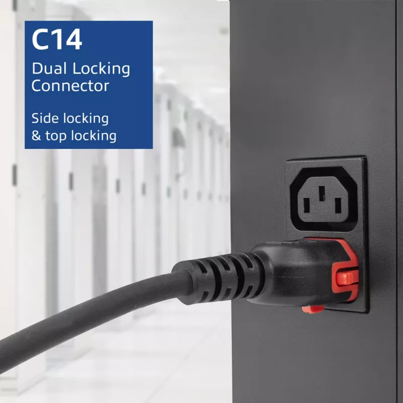 ACT Netzkabel C14 IEC Lock+ Dual Locking - C15 IEC Lock+ schwarz 3 m, PC3876