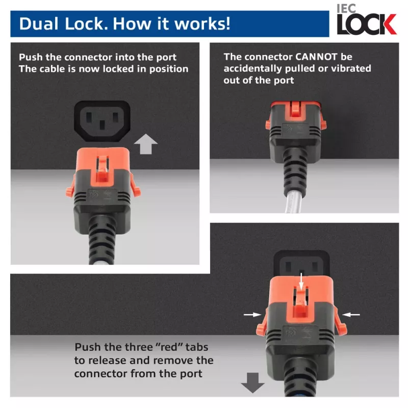 ACT Powercord C14 IEC Lock+ Dual Locking - C15 IEC Lock+ weiß 3 m, PC3879