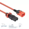Netzkabel ACT C14 IEC Lock+ Dual Locking auf C15 IEC Lock+ rot, 3 m, 250 V 10 A