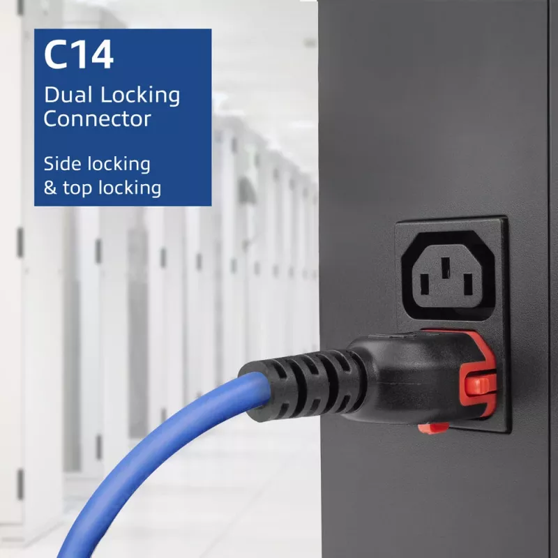 ACT Stromkabel C14 IEC Lock+ Dual Locking - C15 IEC Lock+ blau 1 m, PC3870