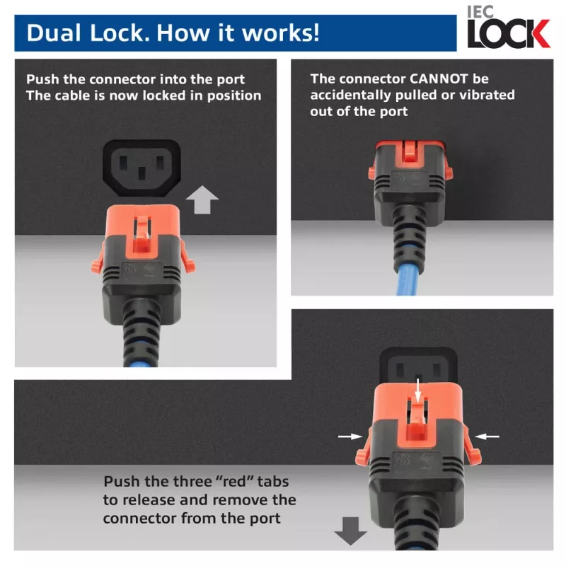 ACT Stromkabel C14 IEC Lock+ Dual Locking - C15 IEC Lock+ blau 2 m, PC3874