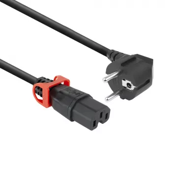ACT Netzkabel CEE 7/7 Stecker (abgewinkelt) – C15 IEC Lock+ schwarz 2 m, EL604S