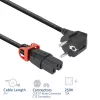 ACT Netzkabel CEE 7/7 Stecker (abgewinkelt) – C15 IEC Lock+ schwarz 2 m, EL604S