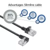ACT Schwarz 2 m U/FTP CAT6A LSZH Slimline-Patchkabel mit RJ45-Steckern 90° abgewinkelt links auf gerade