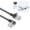 ACT Schwarz 5 m U/FTP CAT6A LSZH Slimline Patchkabel mit RJ45-Steckern, 90° gewinkelt links auf gerade