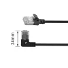 ACT Schwarz 5 m U/FTP CAT6A LSZH Slimline Patchkabel mit RJ45-Steckern, 90° gewinkelt links auf gerade