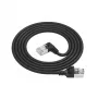ACT Schwarz 1 m U/FTP CAT6A LSZH Slimline-Patchkabel mit RJ45-Steckern 90° abgewinkelt rechts auf gerade