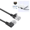 ACT Schwarz 1 m U/FTP CAT6A LSZH Slimline-Patchkabel mit RJ45-Steckern 90° abgewinkelt rechts auf gerade