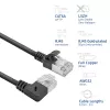 ACT Schwarz 3 m U/FTP CAT6A LSZH Slimline-Patchkabel mit RJ45-Steckern 90° abgewinkelt rechts auf gerade