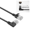 ACT Schwarz 5 m U/FTP CAT6A LSZH Slimline Patchkabel mit RJ45-Steckern 90° abgewinkelt rechts auf gerade
