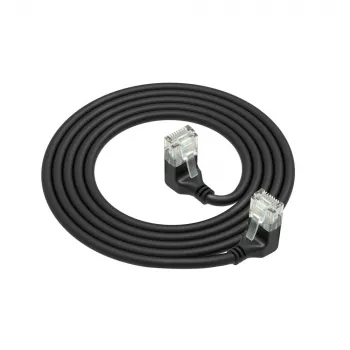 ACT Schwarz 1.5 meters U/UTP CAT6A LSZH Slimline patch Kabel mit RJ45 connectors 90° abgewinkelt down to 90° abgewinkelt down