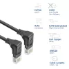 ACT Schwarz 1.5 meters U/UTP CAT6A LSZH Slimline patch Kabel mit RJ45 connectors 90° abgewinkelt down to 90° abgewinkelt down
